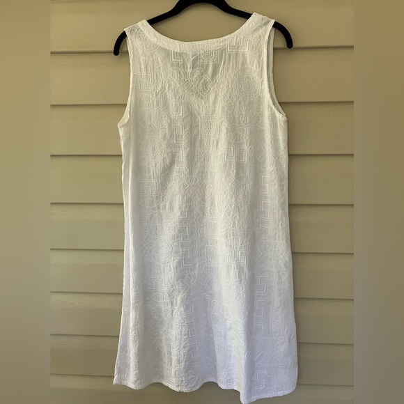 Sea Breeze cotton embroidered midi dress sleeveless V-neck feminine beachy S - Picture 2 of 5